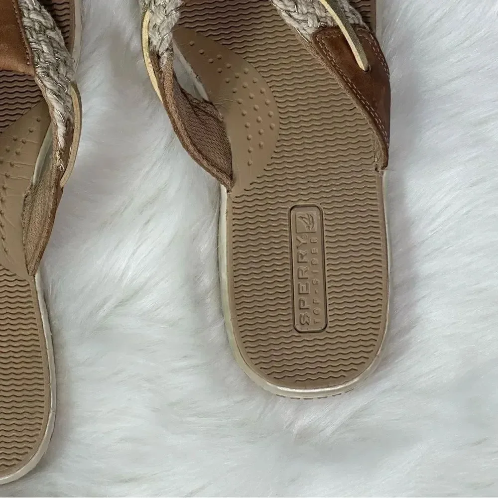 Sperry Tan and Cream Braided Sandals